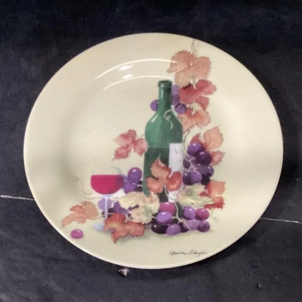 Royal Norfolk Fruit & Wine Theme Salad‎ Plates, Set of 4, Christine Coleman Art
